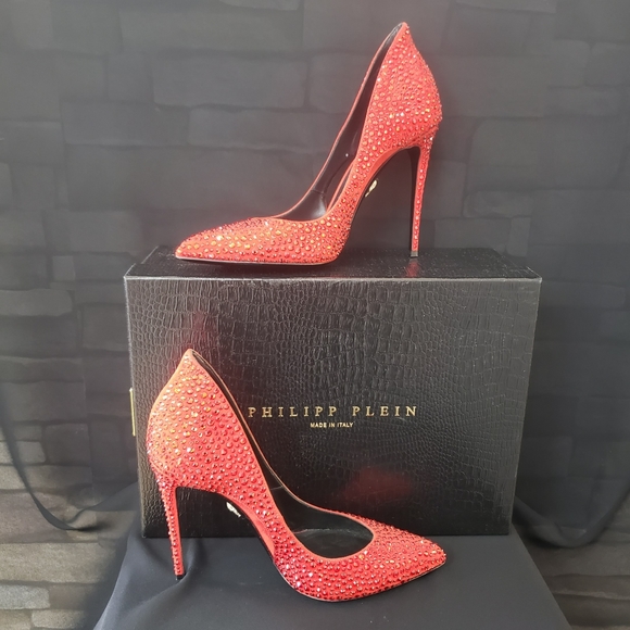 π₯HPπ₯Philipp Plein Red Jeweled Stiletto - Picture 4 of 15